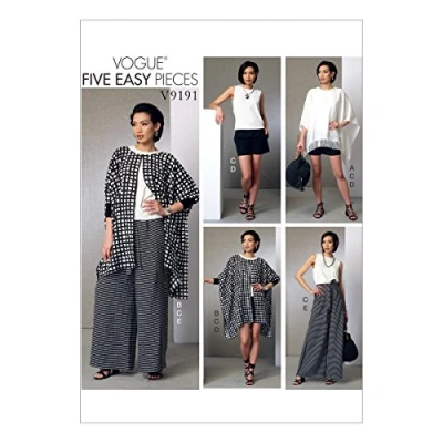 Obrázek Vogue Patterns V9191ZZ0 střih 9191, dámské pončo, top, šortky a kalhoty, velikosti, bavlna, ZZ (LRG XLG XXL)