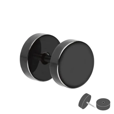 Obrázek Treuheld® Fake Plug náušnice z titanu 6 velikostí černé, Titan, Bez kamene.