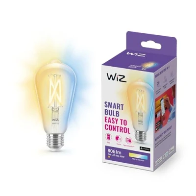 Obrázek WiZ Tunable White LED Lampe, Edison, E27, 60W, Vintage Design, dimmbar, warm bis kaltweiß, smarte Steuerung per App/Stimme über WLAN, 1 Stück (1er Pack), Klar