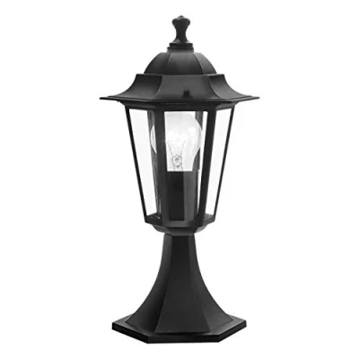 Obrázek EGLO venkovní lampa s paticí Laterna 4, 1 plamenné svítidlo, svítidlo na podstavci z hliníkové litiny v černé a skle průhledné, objímka E27, IP44