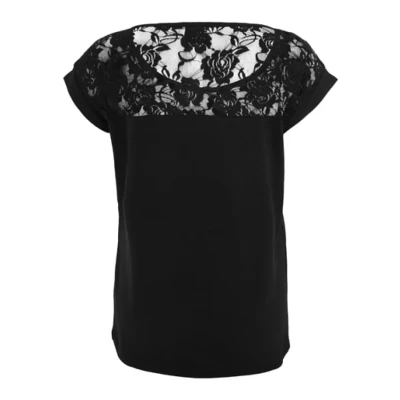 Obrázek Urban Classics Ladies TOP Laces TEE Triko s potiskem, Ženy, Velikost: XS, Black