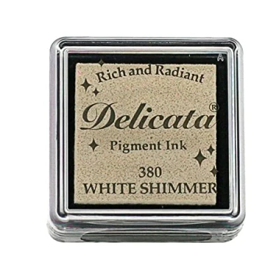 Obrázek Tsukineko Delicata Stempelkissen Weiß, White Shimmer Klein Wasserbasis, Wasserfest Embossing, acryl, 3,4 x 2 cm