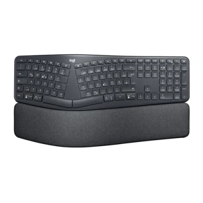 Obrázek Logitech Ergo K860 bezdrátová ergonomická klávesnice s rozdělenými tlačítky, náramkové oblečení a podpora pro přírodní kohoutek Windows / Mac, Bluetooth, USB přijímač, Qwertz Layout Graphite