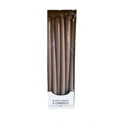 Obrázek Cereria di Giorgio Risthò Konische Kerzen für Kerzenhalter, Paraffinwachs, Taupe, 2,2 cm, 6 Stück