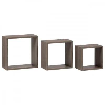 Obrázek Polička nástěnná, sada 3 ks, MDF, 3D dekor dub sonoma dark, baleno ve fólii P 008 SON