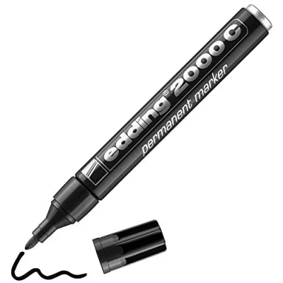 Obrázek edding 2000 C Permanentmarker schwarz 1 Stift Rund Spitze 1,5 3 mm schnell trocknender Permanent Marker wasserfest, wischfest für Karton, Kunststoff, Holz, Metall Universalmarker
