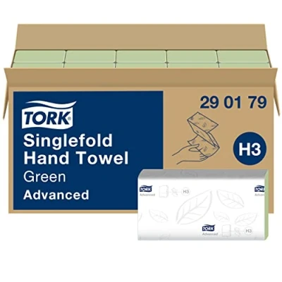 Obrázek Tork 290179 zelené skládané ručníky Advanced pro H3 systém na podávání papírových ručníků / složené ručníky, dvouvrstvé, silně savé