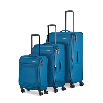 Obrázek Travelite 4kolová Sada kufrů měkká skořepina, velikosti L/M/S, série Chios Trolley, petrol, Měkké zavazadlo na kolečkách se 4 kolečky
