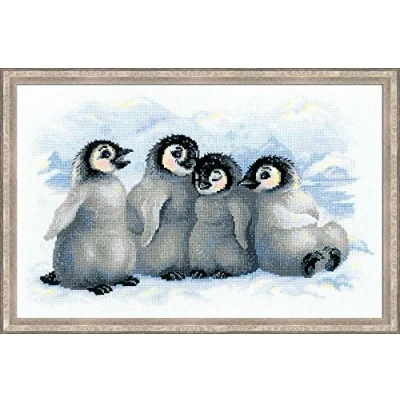 Obrázek RIOLIS Funny Penguins balení křížkovým stehem počítaným není předtištěno na látce!