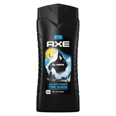 Obrázek Axe 3 v 1 sprchový gel a šampon Alaska XL pánský pro celodenní svěžest, neodolatelnou vůni příjemnou sprchu, dermatologicky testováno 400 ml