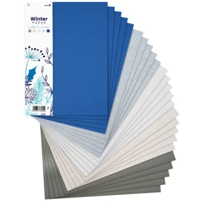 Obrázek Netuno 25x kreativní papír zima DIN A4 210 x 297 mm 5 barev tříděný pro kutily DIY sada karet ruční práce dekorace mix tónovaného papíru kvalitní zimní barvy