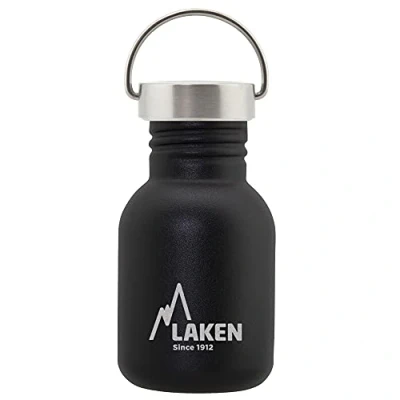 Obrázek Laken Láhev z ušlechtilé oceli Basic, široký otvor se šroubovacím uzávěrem oceli, bez BPA, 0,35 l, černá