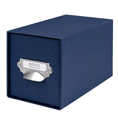 Obrázek Rössler Papier 1327452900 S.O.H. O. Skladovací CD zásuvkový box, s popisovatelným štítkem a rukojetí, navy, 1 kus