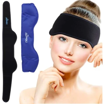 Obrázek NEWGO® Migräne Kühlpad Gel Kühlkissen, Stirnband Kalt Warm Kompresse für Migräne, Kopfschmerzen, Sinusschmerzen, 1 Stück(Schwarz)