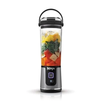 Obrázek Ninja Přenosný mixér Blast / Blender Smoothie Maker, 530ml hrnek, víko zabezpečené proti vytečení, výkonný mini stojanový mixér, bezdrátový a dobíjecí, drtí zmrzlinu ovoce, černý, BC151EUBK