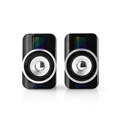 Obrázek Nedis Herní reproduktory USB 2,0 10 W 3,5 mm jack RGB PC Notebook 1,20 m ABS černý/stříbrný