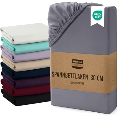 Obrázek Utopia Bedding napínací prostěradlo 90 x 200 cm až 30 šedá kartáčované z mikrovlákna Oeko Tex Standard 100