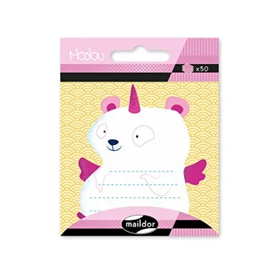 Obrázek Clairefontaine Maildor MI041C Modou selbstklebender Haftnotizblock (1 Beutel mit 50 Haftnotizen, ideal für Ihre Notizen, 7 x 7cm, praktisch und einfach zum Verwenden, Einhorn Bär ) 1 Pack