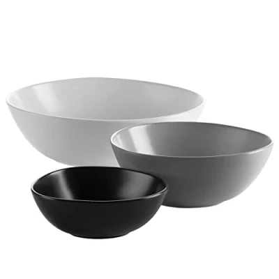 Obrázek Mäser Sada misek z keramiky GLENDALE, 15,5 cm, 20 cm a 26 černá/bílá / šedá