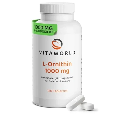 Obrázek vitaworld L ornithin 1000 mg, vysoká dávka mg na tabletu, vegan, 120 tablet