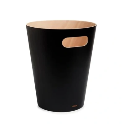 Obrázek Umbra Woodrow odpadkový koš dvoubarevný dřevěný na papír do kanceláře, koupelny, obývacího pokoje apod., objem 7,5 l, přírodní/espresso