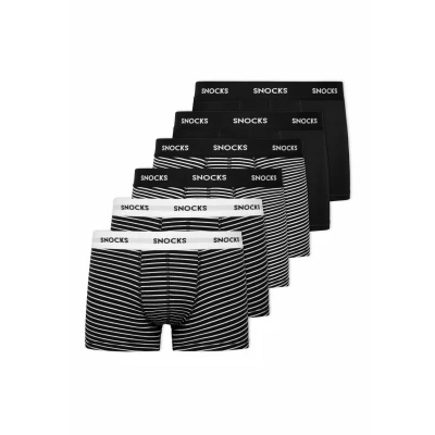 Obrázek Snocks 6 PACK MIT Farbigem BUND Boxerky, Muži, Velikost: XXL, Schwarze streifen