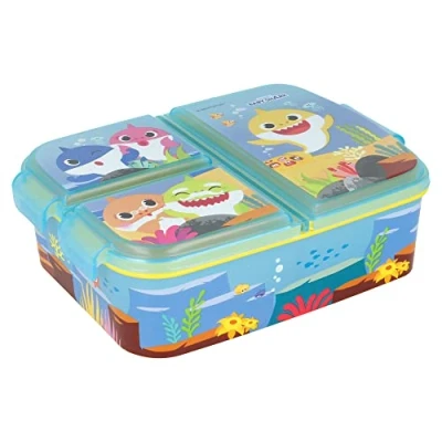 Obrázek Baby Shark Kinder Sandwich Box mit 3 Fächern Snack Halter Dekorierte Lunch