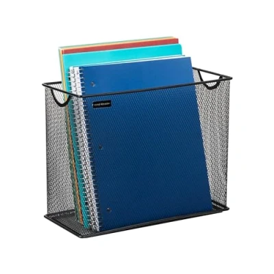 Obrázek Mind Reader Vertical Storage Basket, velikost písmen, Hanging Files or Folders and Magazines, Desktop Organizer, kovová síťovina, 12,25&quot; D x 5,5&quot; Š 10&quot; H, kov, černý