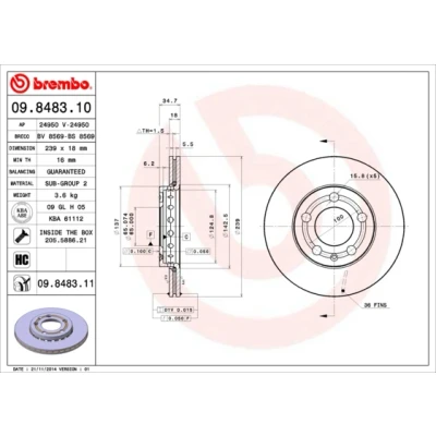 Obrázek BREMBO 09.8483.11 Bremsscheiben