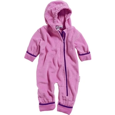 Obrázek Playshoes Kojenecký flísový overal, prodyšný unisex overal pro chlapce a dívky s dlouhým zipem kapucí, barevně odlišený, Růžová