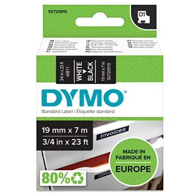 Obrázek Dymo S0720770 D1 etikety (samolepicí, pro tiskárnu LabelManager, role 6 mm x 7 m), černá na průhledné.