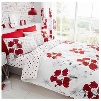 Obrázek GC Gaveno Cavailia Luxuriöses Bettwäsche Set mit Bettbezug und Kissenbezügen, Polyester Baumwolle, Doppelbett, rot (Poppy red)