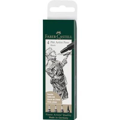 Obrázek Faber Castell Pitt Artist Pen Wallet Black Pack of 4