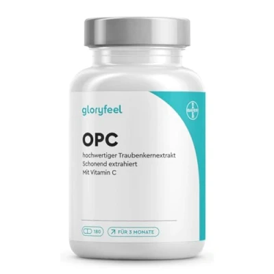 Obrázek OPC kapsle extraktu z hroznových jader 1052 mg extrakt PLUS vitamin C v denní dávce originální francouzské hrozny 180 veganských tablet nezávisle laboratorně testováno