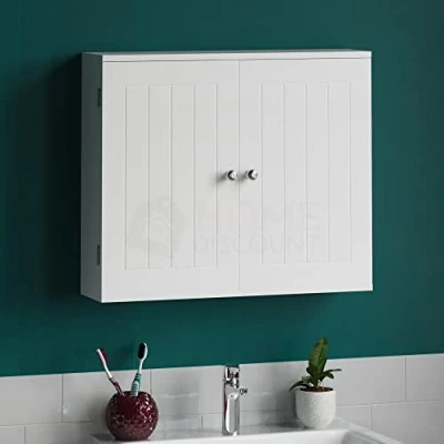 Obrázek Bath Vida Badezimmerschrank, 2 Türen, Wandmontage, Holz, weiß 15 x 60 50 cm