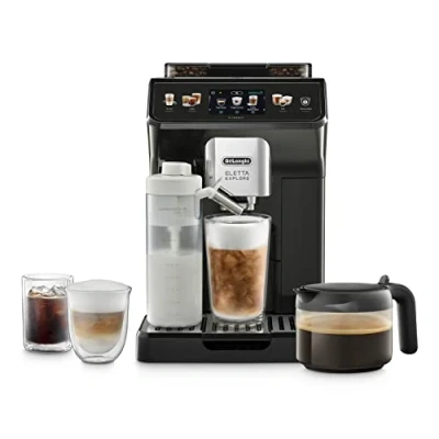 Obrázek De&#039;Longhi Plně automatický kávovar Eletta Explore Cold Brew ECAM452.67.G s mléčným systémem LatteCrema, teplé a studené nápoje stiskem tlačítka, 3,5&quot; TFT dotykový barevný displej, vč. konvice na kávu,
