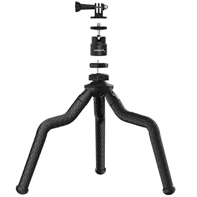 Obrázek SABRENT stativ na kameru, flexibilní pásek s kulovou hlavou, lehký kamerový tripod, hliníkový fotostativ pro Panasonic Canon Nikon Sony, trojnožný smartphone držákem mobilu (TP FLTP)