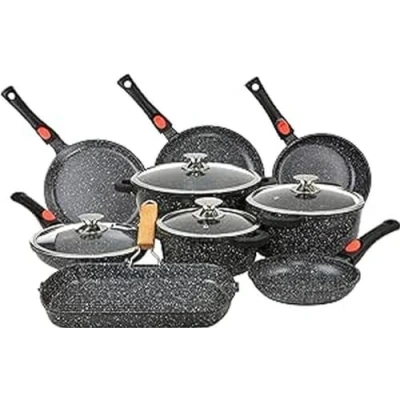 Obrázek Kamberg 0008163 Topfset 24 teilig, Aluguss, Steinbeschichtung, für alle Herde, auch Induktionsherde, abnehmbarer Stiel, PFOA frei, 52 x 43 3 cm