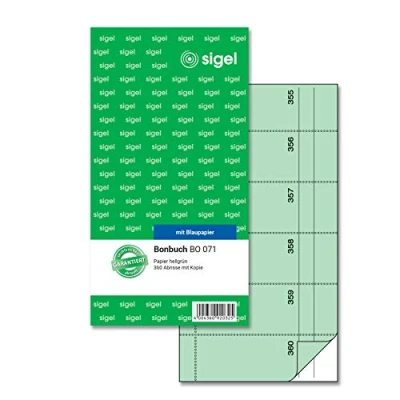 Obrázek SIGEL BO071 Kniha bonbónů blok, 360 odtrhávacích otvorů, zelená, 10,5 x 20 cm, 2 60 listů