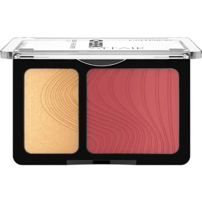 Obrázek Catrice Cheek Affair Blush &amp; Highlighter paleta, paleta růží, č. 020, červená, 2 odstíny červené, okamžité výsledky, zářivé, třpytivé, veganské, bez parfému, alkoholu, parabenů, 1 balení (10