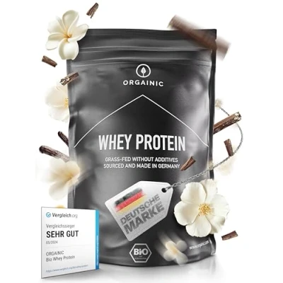 Obrázek ORGAINIC bio vanilkový Whey Protein certifikovaný bez přísad bílkovinný prášek z Německa Krmení trávy 1000 g