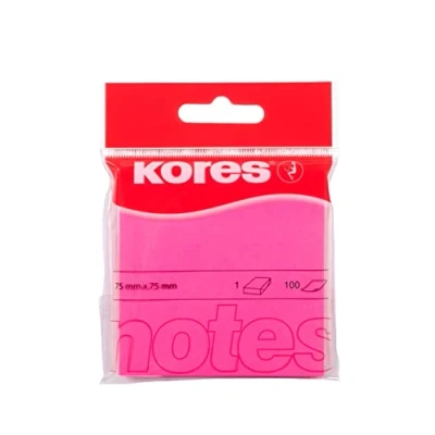 Obrázek Kores N47075 poznámkové samolepicí lístky Post it Notes, 75 x mm, 100 listů, Purpurová