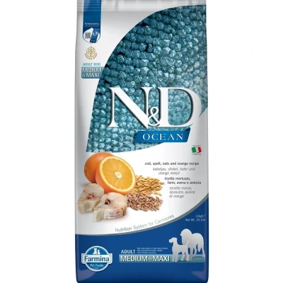 Obrázek N&amp;D Low Grain Ocean Dog Adult Medium/Maxi Codfish &amp; Orange 12kg