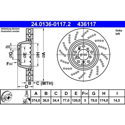 Obrázek Brzdový kotouč ATE 24.0136 0117.2