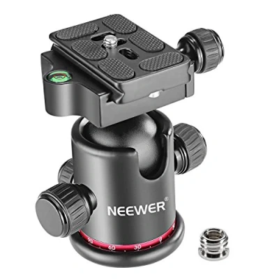 Obrázek Neewer Hlavy stativu, profesionální kov, 360 stupňů otočná panoramatická kulovitá hlava s 1/4&quot; rychloupínací deskou a vodováhou, až 8 kg pro stativ jednou nohou, posuvný regulátor DSLR