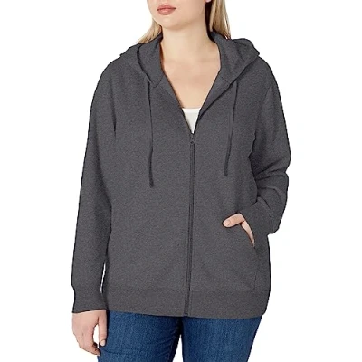 Obrázek Amazon Essentials Dámská mikina s dlouhým zipem z fleecu French Terry (k dostání v nadměrné velikosti), uhlově šedá melírovaná, XXL