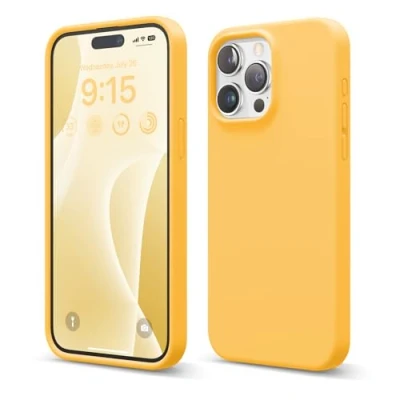 Obrázek elago Kompatibel mit iPhone 15 Pro Max Hülle, Liquid Silicone Case, Full Body Protective Stoßfest Soft Microfiber Lining Anti Scratch 6.7 Zoll (Sonne)