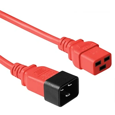 Obrázek ACT kabel pro studené zařízení prodloužení 3 m, C19 zdířka na C20 konektor, IEC 60320 síťový AK5091 červený