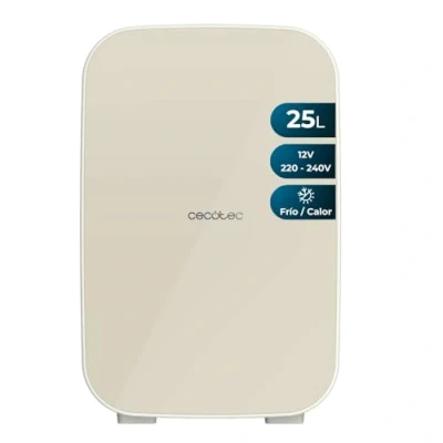 Obrázek Cecotec Mini lednička Bolero MiniCooling 25 l Bahamas béžová. Kapacita 20 l, provoz 12220 V, kompatibilní s auty a karavany, funkce chlazení topení, nastavitelná teplota od 7 C do 65