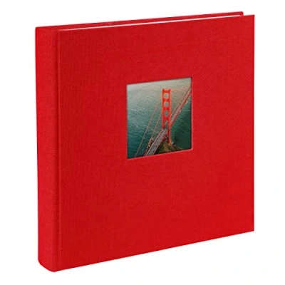 Obrázek goldbuch fotoalbum 24890 s okénkem, Bella Vista, vzpomínkové album 25 x cm, 60 bílých stránek oddělovači pergamenu, lněná fotokniha, červená